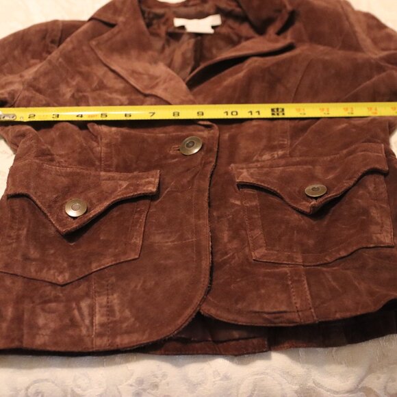Fitted Suede Leather one button Charlotte Russe jacket Small 100% leather Brown - Picture 6 of 16